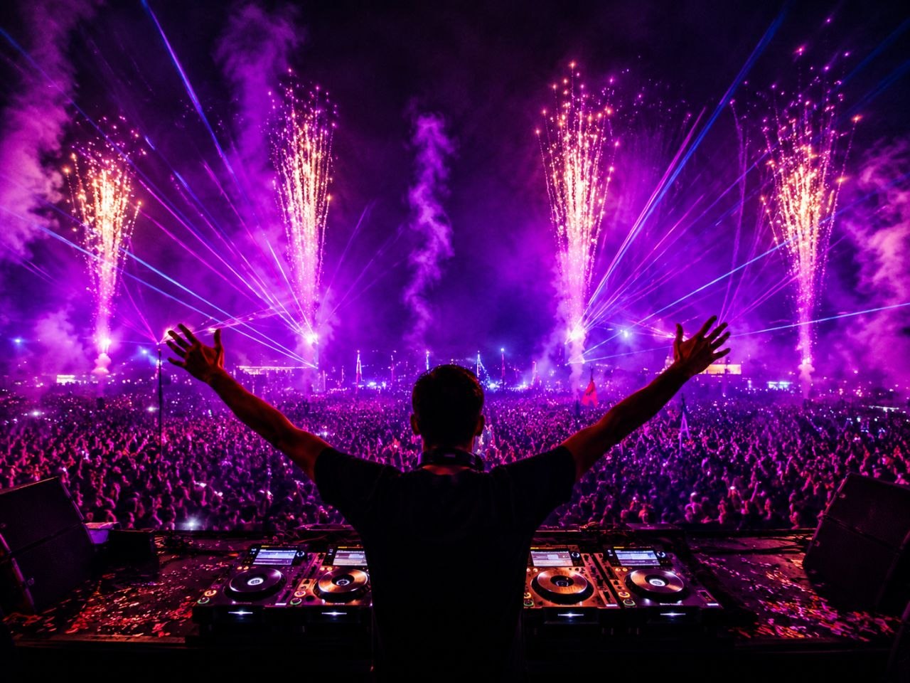 DJ выступает на сцене Sunburn
